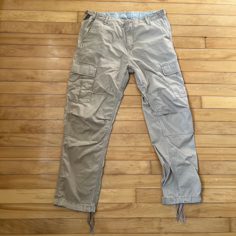 Carhartt WIP Aviation Pant Khaki Tan Ripstop Cargo Pants Mens 33x30 Slim Fit